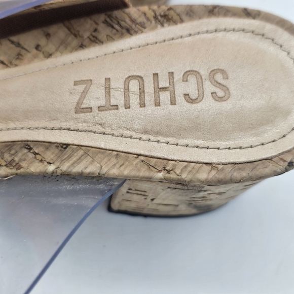 Schutz Victorie Clear Vinyl Cork Block Heel Sandal Women's 7.5 - Picture 6 of 11